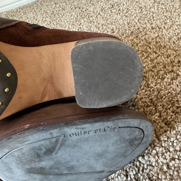 Louise et Cie Brown Leather and Suede Ankle Booties Block Heel Size 6 1/2 Women - Picture 10 of 10